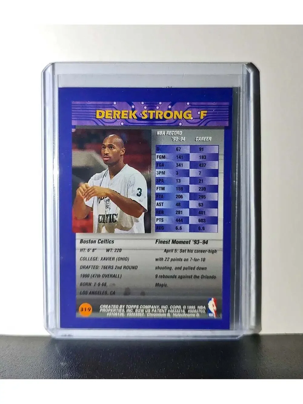 Derek Strong 1994-95 Topps Finest #319 Basketball Card